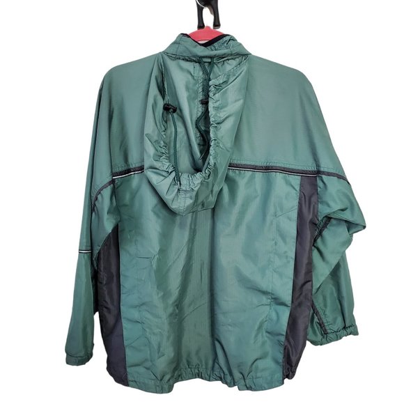 Moving Comfort Green & Grey Windbreaker w/ Hidden Hoodie Size Small - Picture 9 of 13